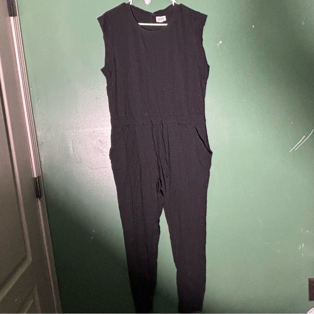Pact Women’s XL Organic Black Cotton Jumpsuit One Piece Sleeveless